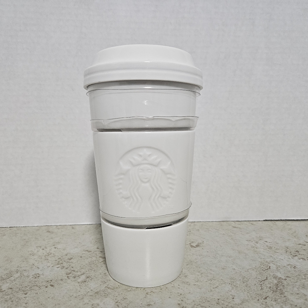 Starbucks Coffee Mug Stacking Candy Dish 4 Piece White Ceramic Snack Bowls 2012